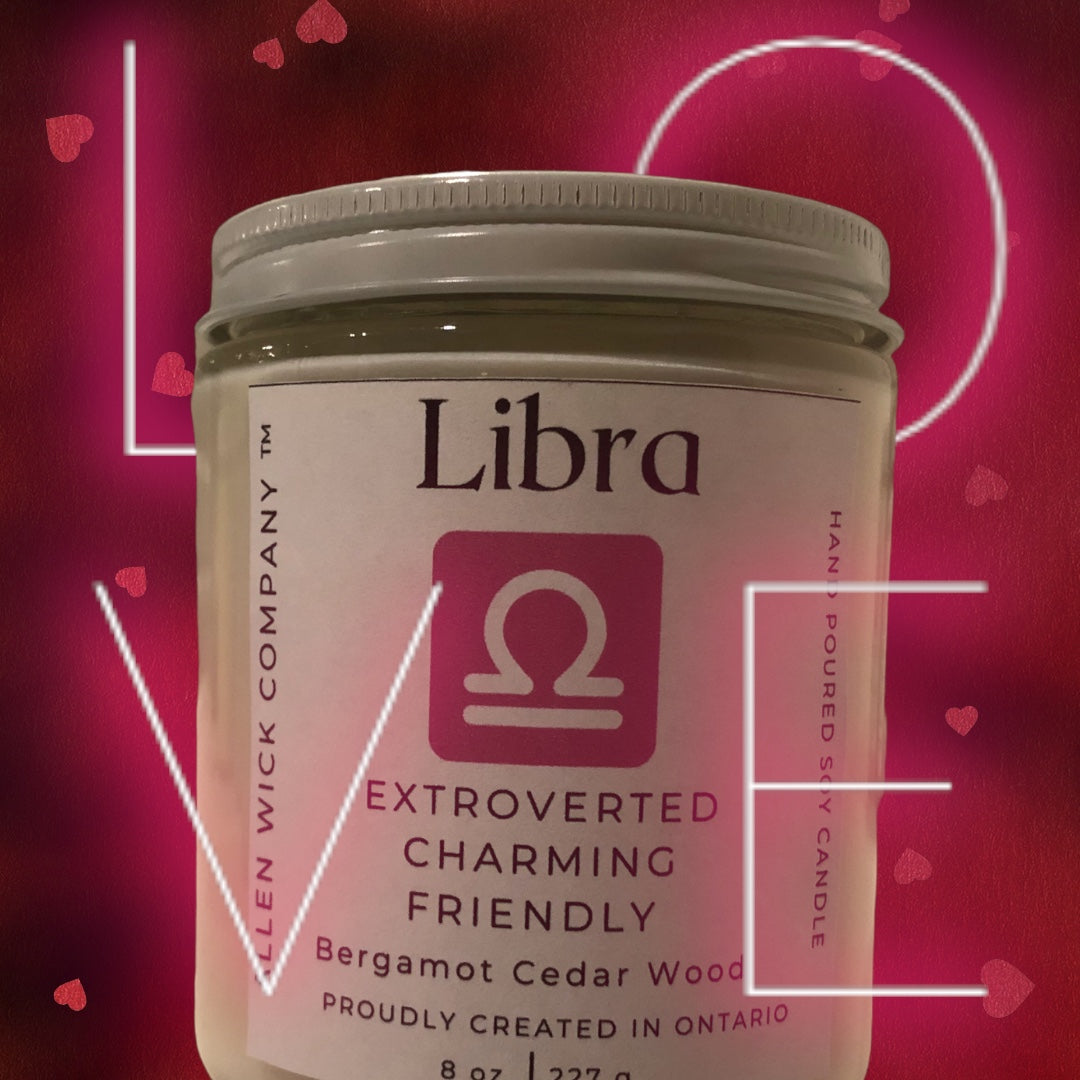 Libra September 23 October 22. Zodiac Sign Soy Jar Candle Small and Medium