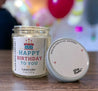 Happy Birthday Soy Jar Candle Lavender or French Vanilla (Small)